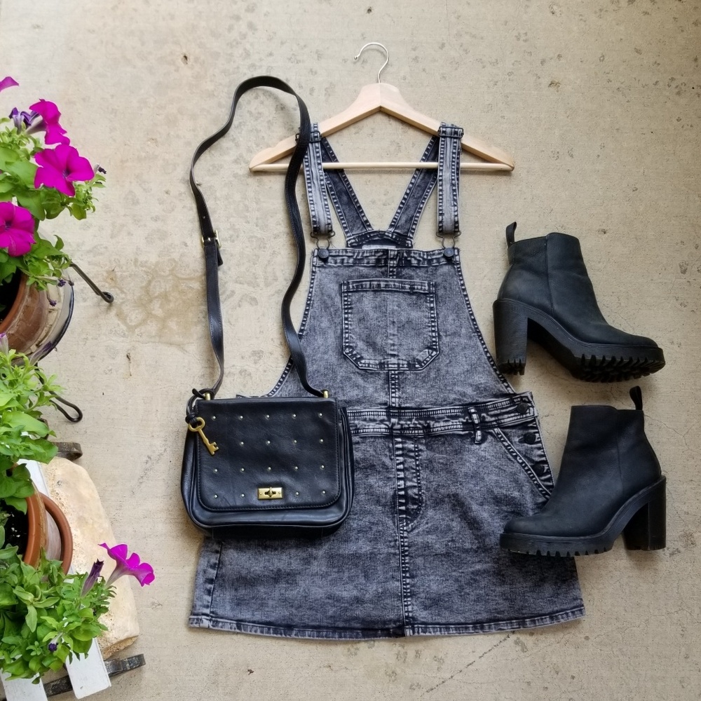Gray Stonewash Denim Overall Dress!